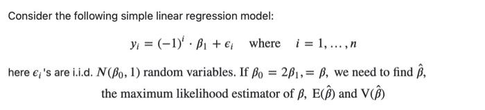 Solved Consider The Following Simple Linear Regression | Chegg.com