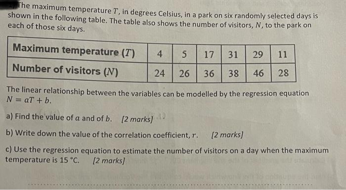 Solved The maximum temperature T, in degrees Celsius, in a | Chegg.com