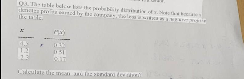 Solved Q3. The table below lists the probability | Chegg.com