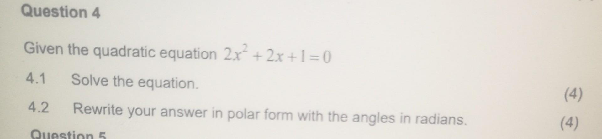 solve the quadratic equation x2 x 1 √ 2 0