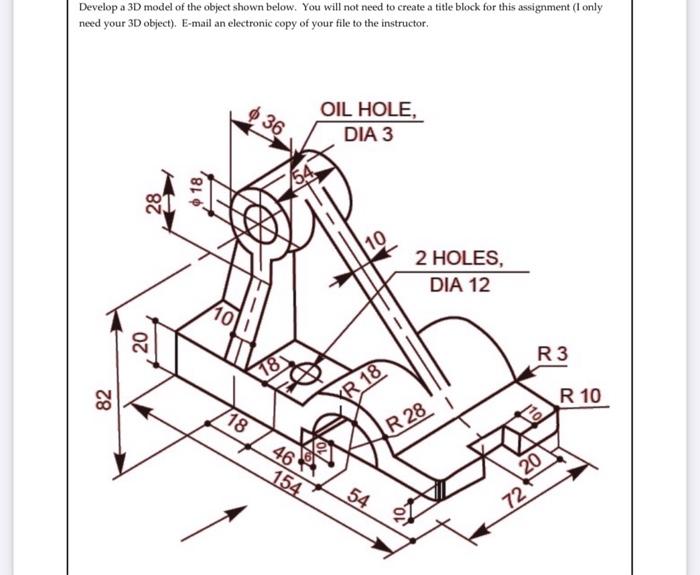 Solved Develop a 3D model of the object shown below. You | Chegg.com
