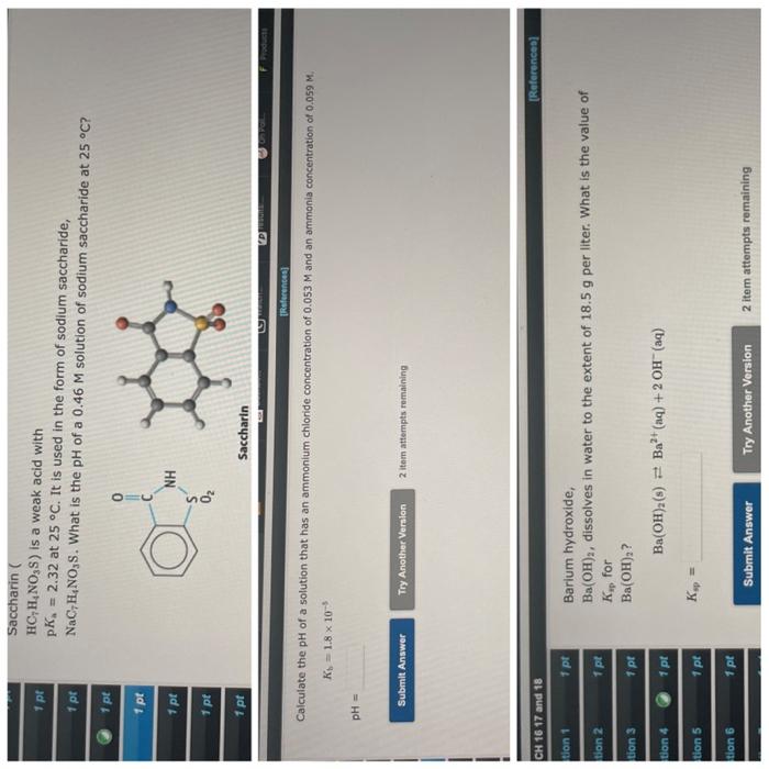 Solved Saccharin ( HC7H4NO3 S ) is a weak acid with pKa=2.32