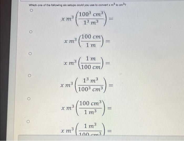 Solved Which one of the following six setups could you use Chegg