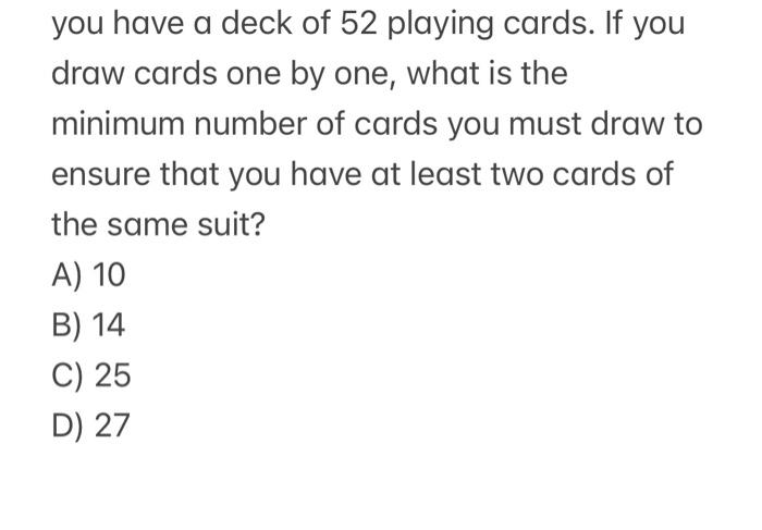 Solved you have a deck of 52 playing cards. If you draw | Chegg.com