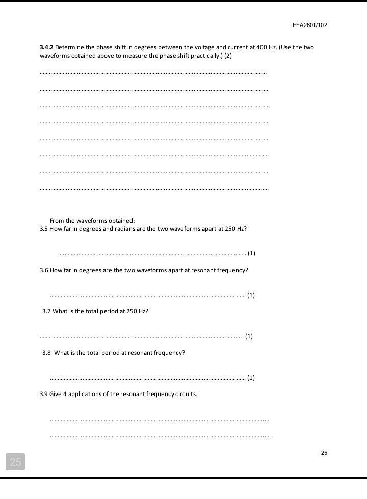 Solved EEA2601/102 Experiment 03 Objective: To investigate | Chegg.com