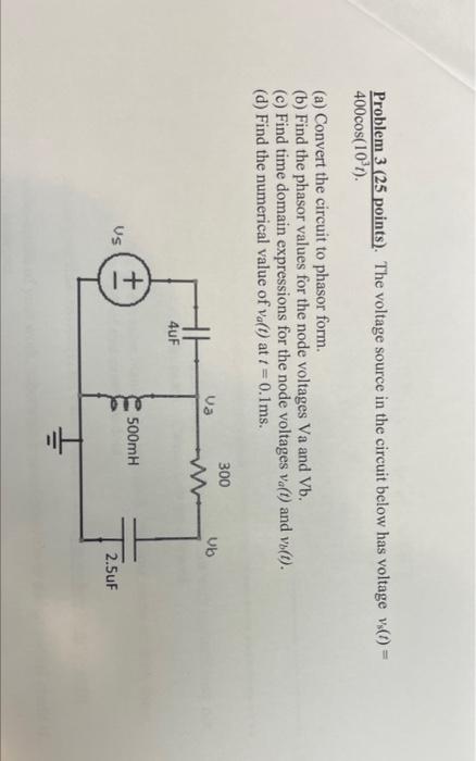 Solved Problem 3 (25 points). The voltage source in the | Chegg.com