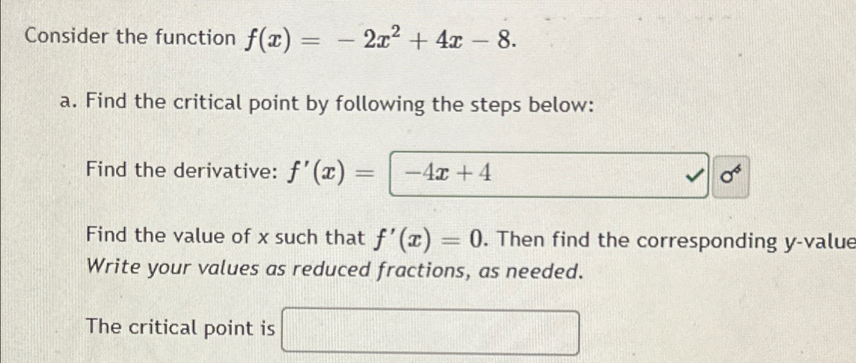 Solved Consider The Function F X 2x2 4x 8a ﻿find The