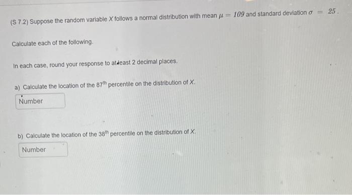 Solved (S 7.2) Suppose the random variable X follows a | Chegg.com