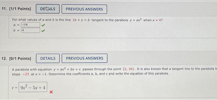 Solved For What Values Of A And B Is The Line 2x+y=b Tangent | Chegg.com