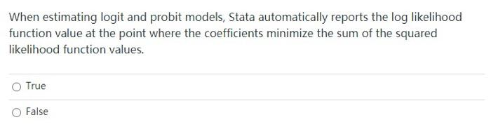 Solved When estimating logit and probit models, Stata | Chegg.com