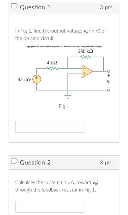 Solved In Fig 1 , find the output voltage vo (in V) of the | Chegg.com