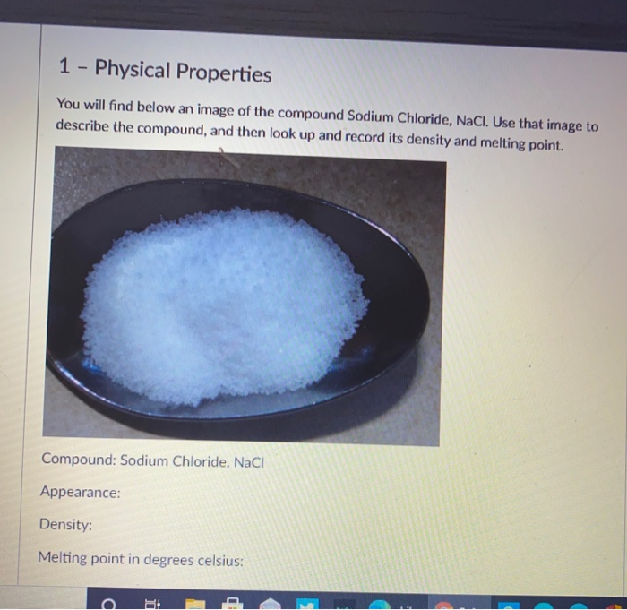 Solved 1 Physical Properties You Will Find Below An Image Chegg Com