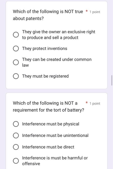 Solved Which of the following is NOT true * 1 point about | Chegg.com