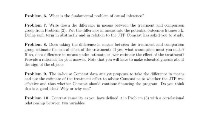 Solved Problem 6. What is the fundamental problem of causal | Chegg.com