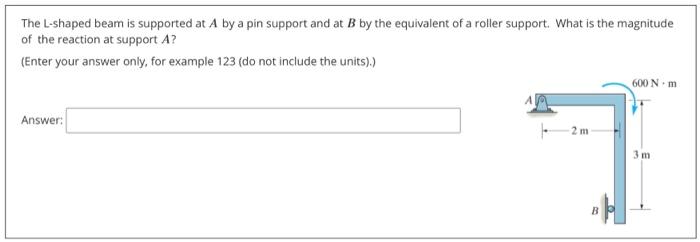 Solved The L-shaped Beam Is Supported At A By A Pin Support | Chegg.com