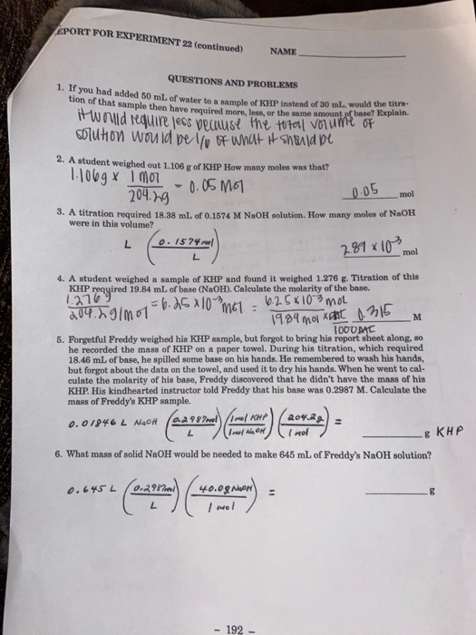 Solved NAME SECTION DATE REPORT FOR EXPERIMENT 22 INSTRUCTOR