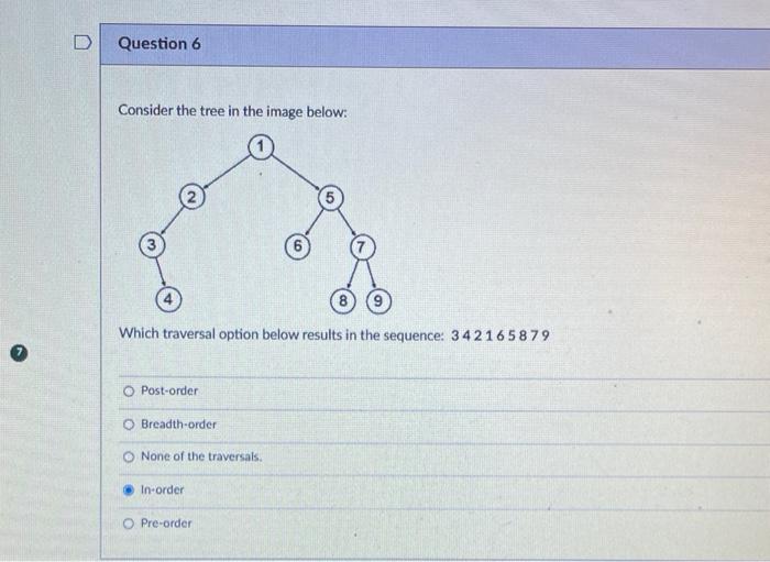 Solved Consider the tree in the image below: Which traversal | Chegg.com