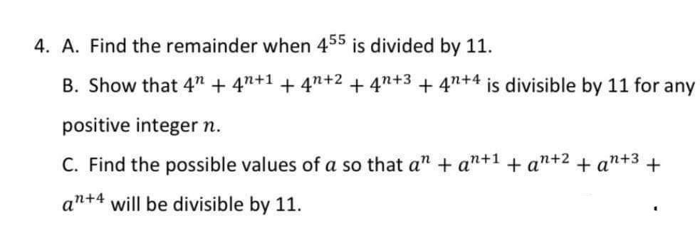 solved-4-a-find-the-remainder-when-455-is-divided-by-11-chegg