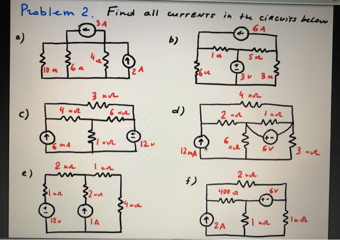Solved Problem 2. Find all currents in the circuits below 3A | Chegg.com