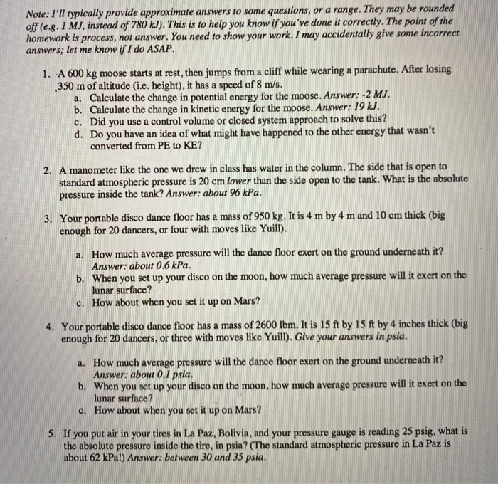 Solved Note I Ll Typically Provide Approximate Answers T