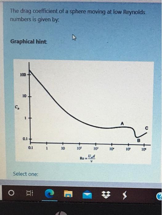 Solved The drag coefficient of a sphere moving at low | Chegg.com