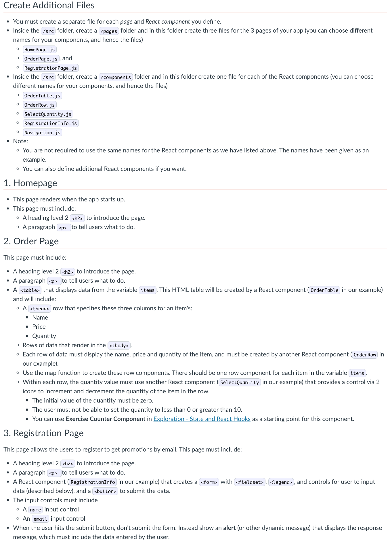 Solved I need help creating this REACT app according to the | Chegg.com