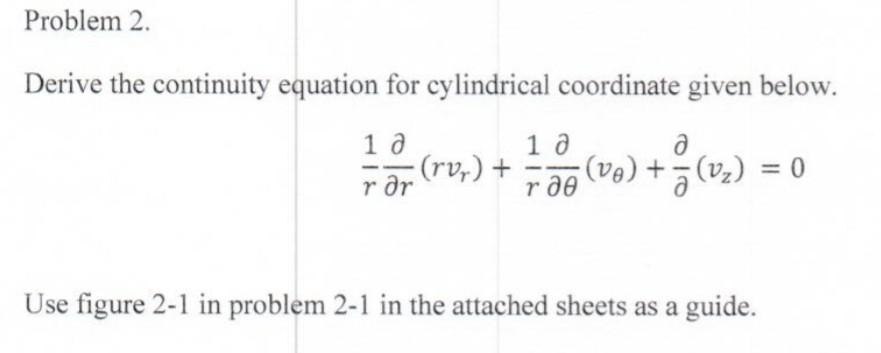 Solved Derive the continuity equation for cylindrical | Chegg.com