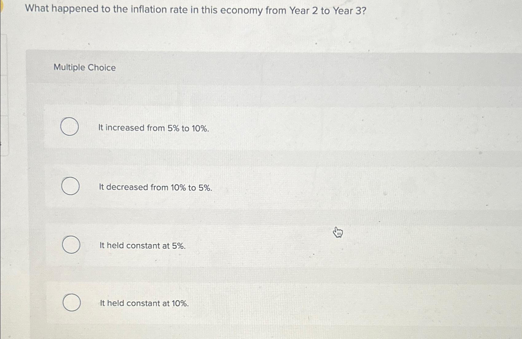 Solved What happened to the inflation rate in this economy | Chegg.com