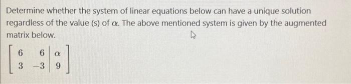 Solved Determine whether the system of linear equations | Chegg.com