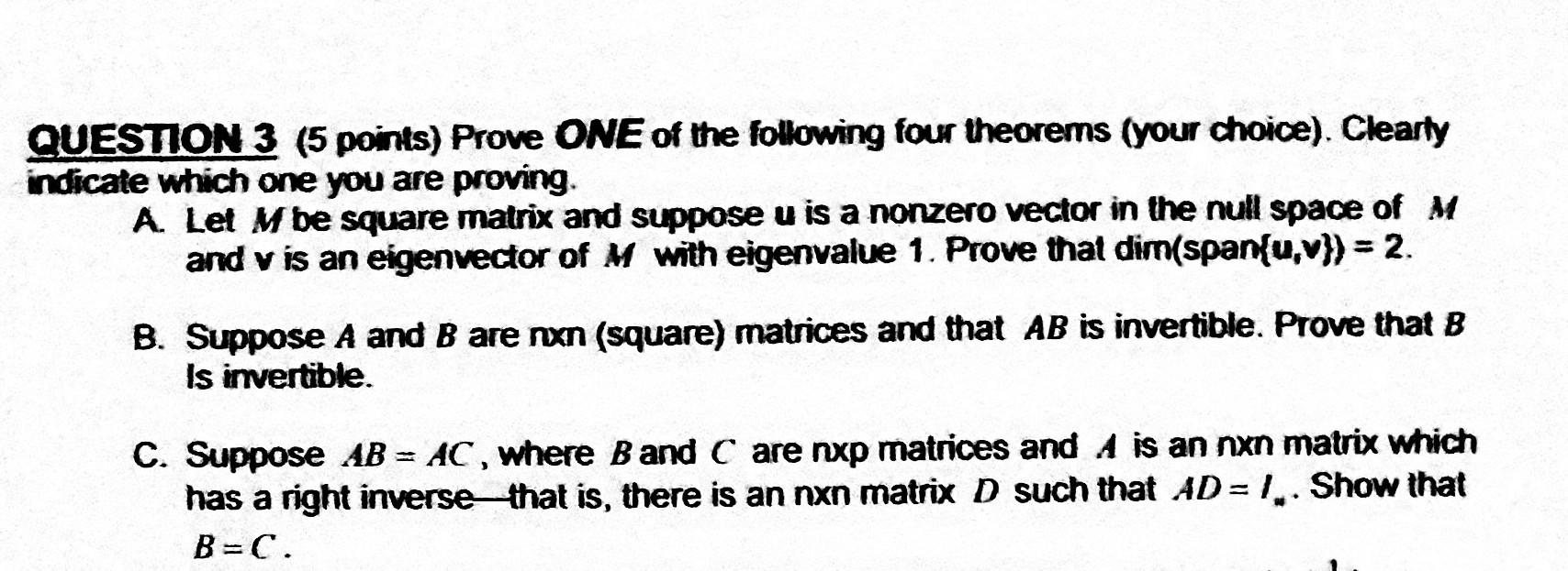 Solved Question 3 5 Points Prove One Of The Following Four