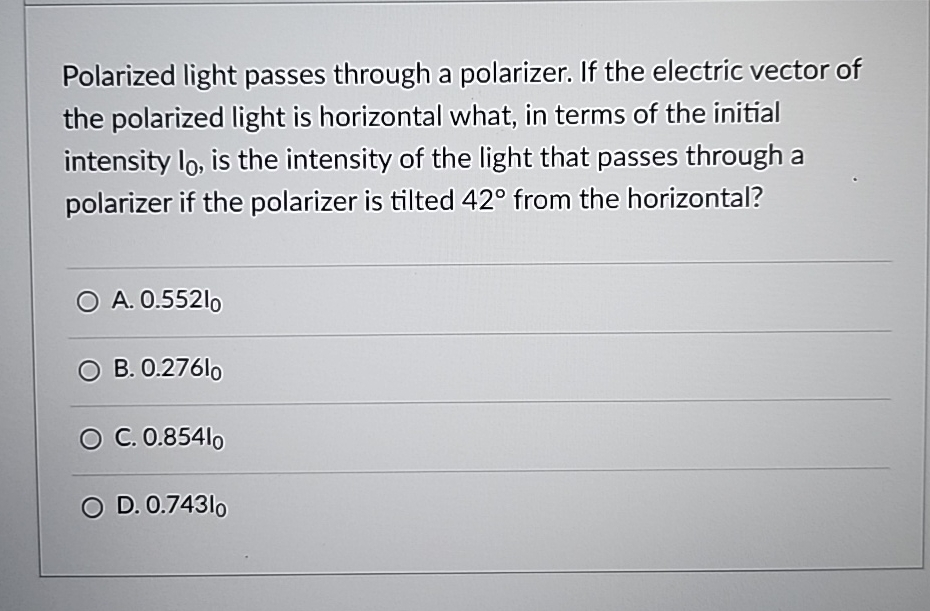 Solved Polarized light passes through a polarizer. If the | Chegg.com