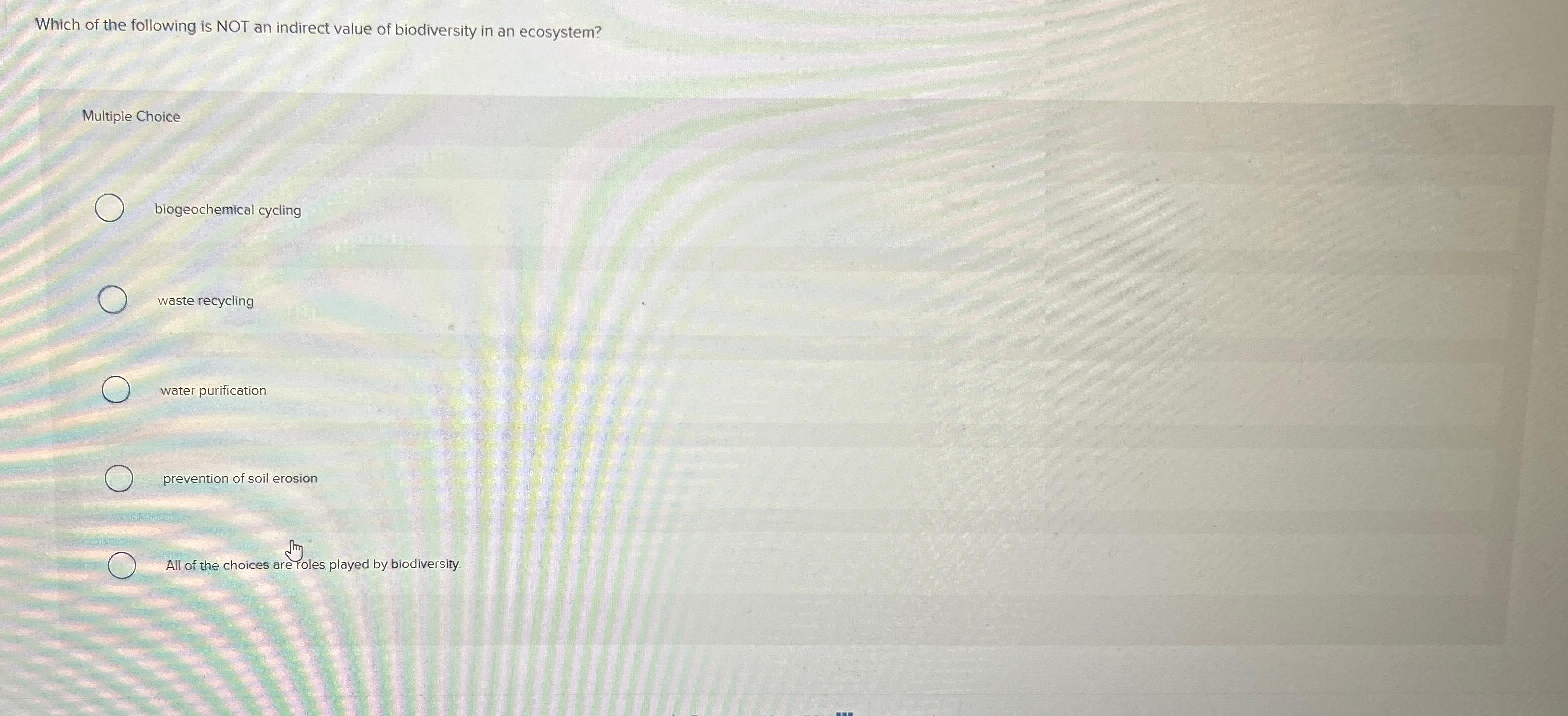 Solved Which of the following is NOT an indirect value of | Chegg.com