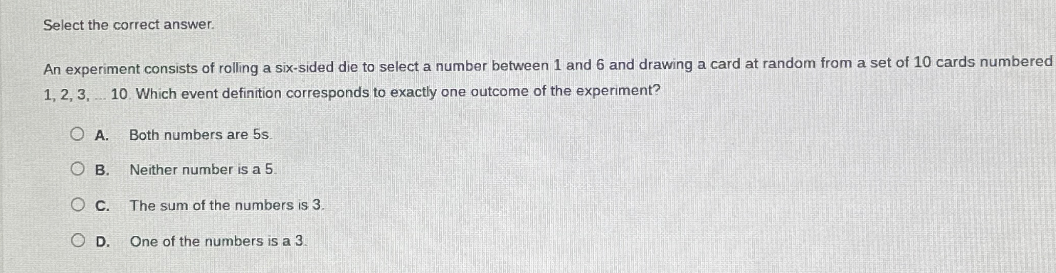 Solved Select the correct answer.An experiment consists of | Chegg.com