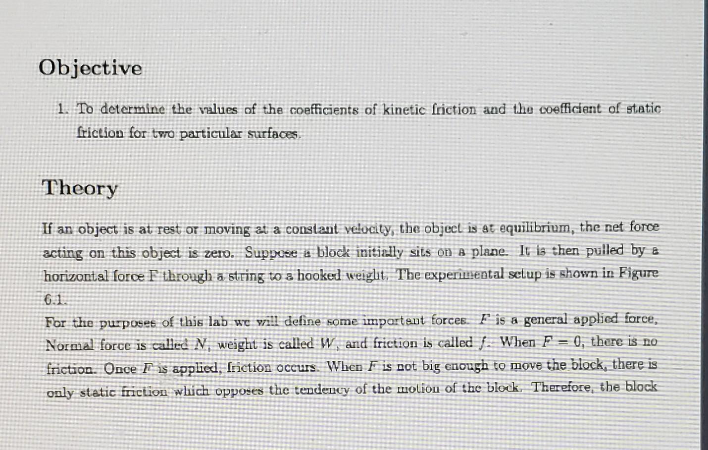 Solved Objective 1. To determine the values of the | Chegg.com