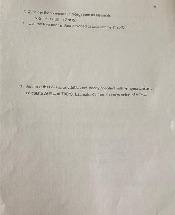 Solved please show each step the free energy formation of