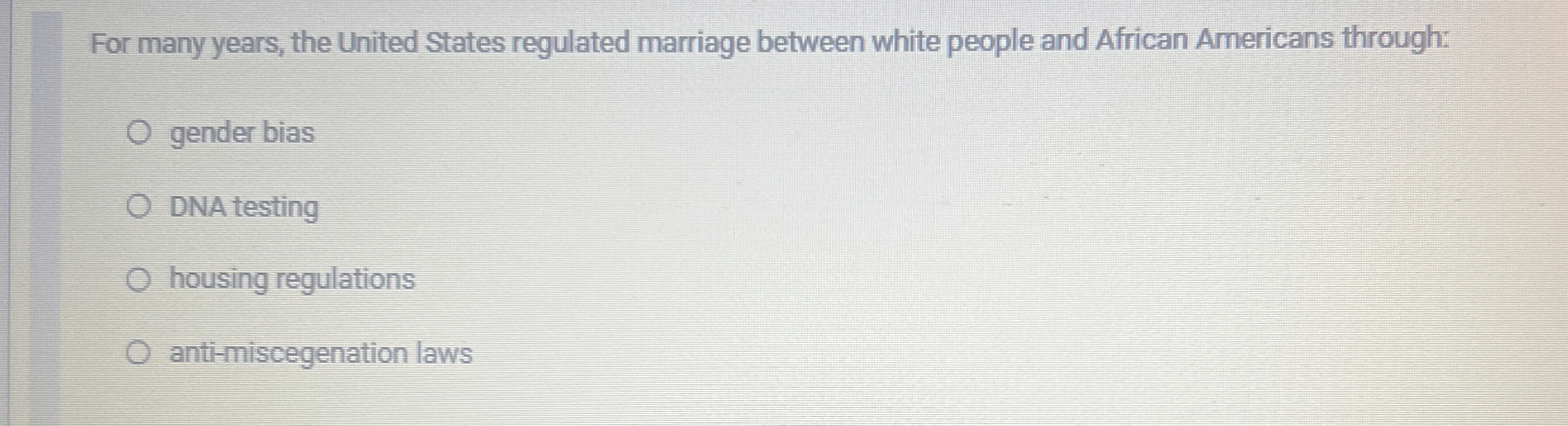 Solved For many years, the United States regulated marriage