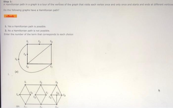 Solved Step 1: A Hamiltonian path in a graph is a tour of | Chegg.com