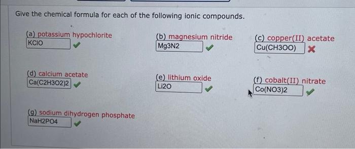 Solved Give the chemical formula for each of the following | Chegg.com
