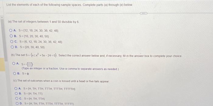 Solved ist the elements of each of the following sample | Chegg.com