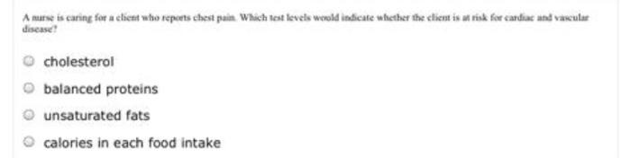 Anurse is caring for a client who reports chest pain. Which test levels woold indicate whether the client is at risk for card