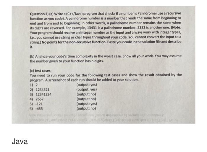 Solved Question 2) (a) Write a ( Ct+/Java) program that | Chegg.com