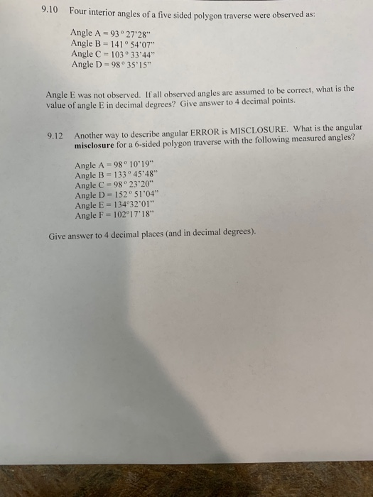 Solved 9.10 Four interior angles of a five sided polygon | Chegg.com