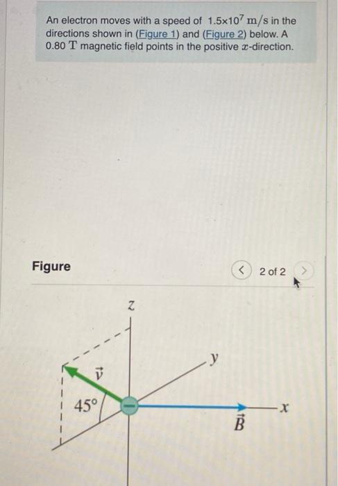 Solved An electron moves with a speed of 1.5×107 m/s in the | Chegg.com