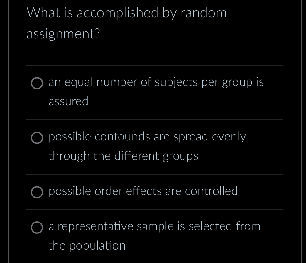 what is accomplished by random assignment