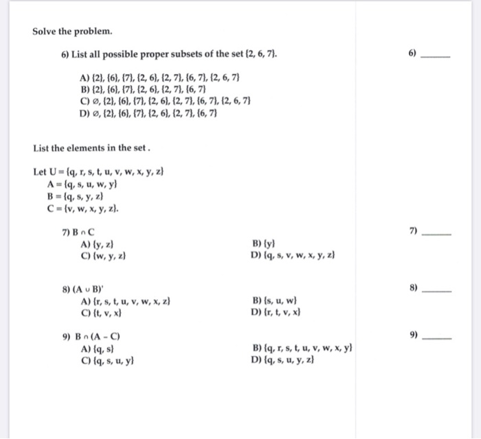 Solved Solve The Problem 6 List All Possible Proper Sub Chegg Com