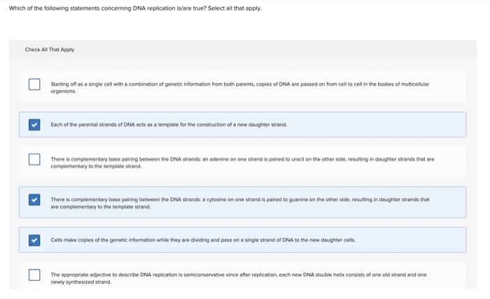 Solved Which of the following statements concerning DNA | Chegg.com