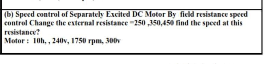 Solved (b) Speed control of Separately Excited DC Motor By | Chegg.com