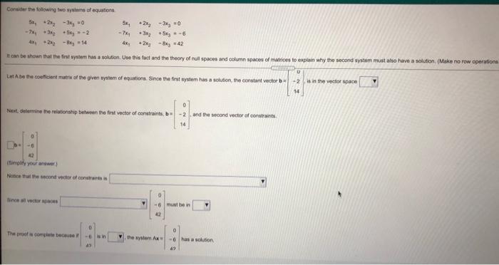 Solved Consider the following two systems of equations | Chegg.com