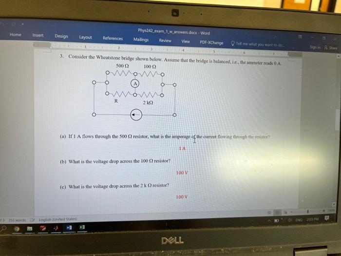 Solved 3. Consider the Wheatstone bridge shown below. Assume | Chegg.com