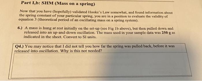 Solved Part I,b: SHM (Mass on a spring) Now that you have | Chegg.com